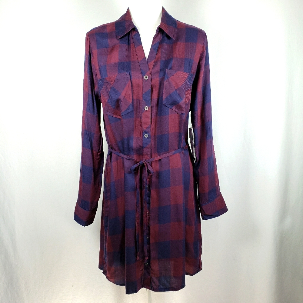 NEW- TINSEL Kalene Shirt Dress in Burgundy